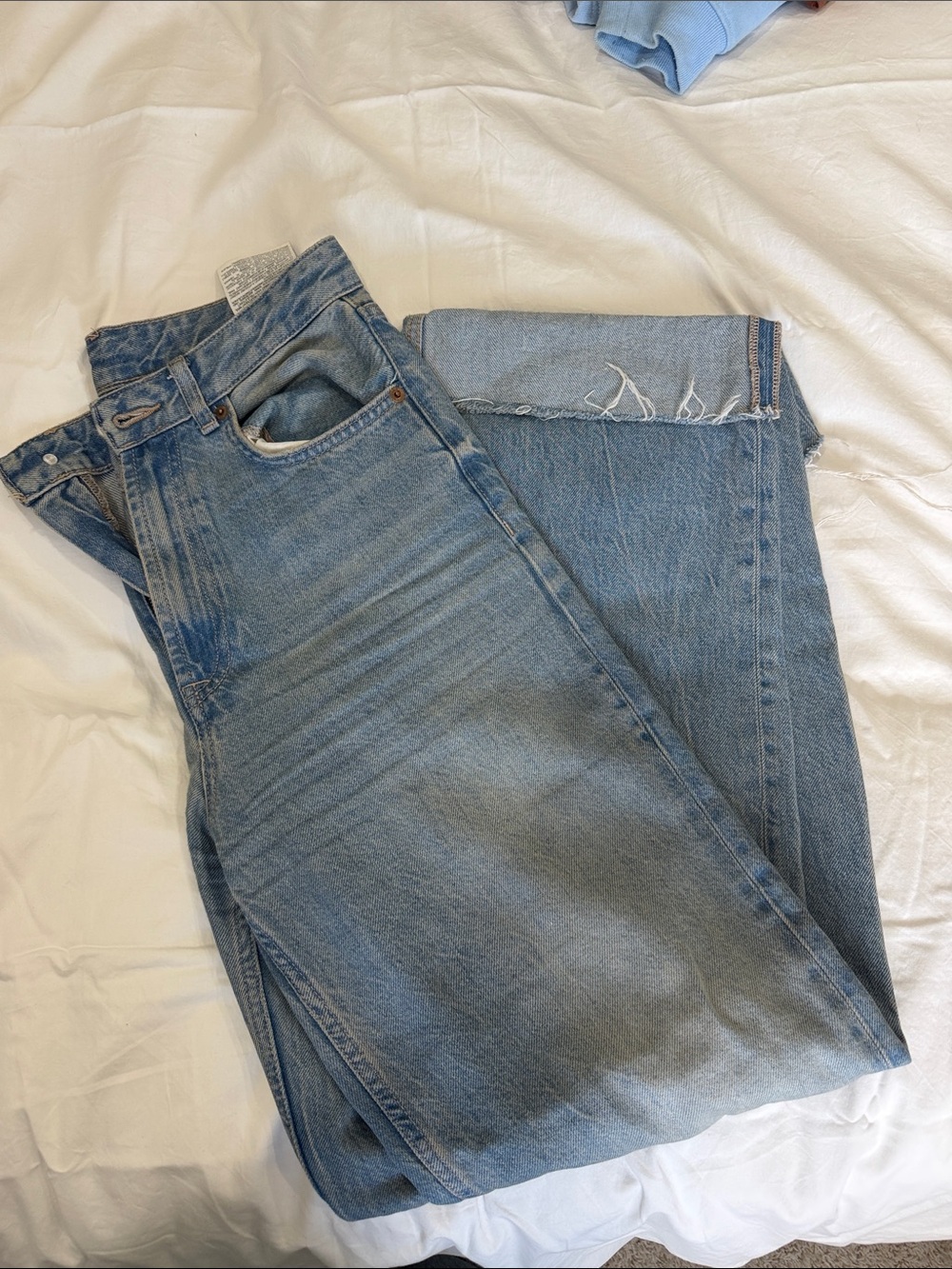Zara Washed Blue Straight-Leg Jeans